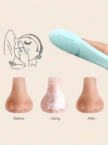Facial Cleansing Brush, Silicone Nose Brush, Soft Hair Pore Cleansing Brush, Soft Finger Brush, Silicone Facial Cleansing Brush, Silicone Nose Brush, Facial Pore Cleaner, Portable Blackhead Massager Brush, Beauty Cleaning Tools, Facial Cleansing, Cleansing Brush - Multicolor - View 4