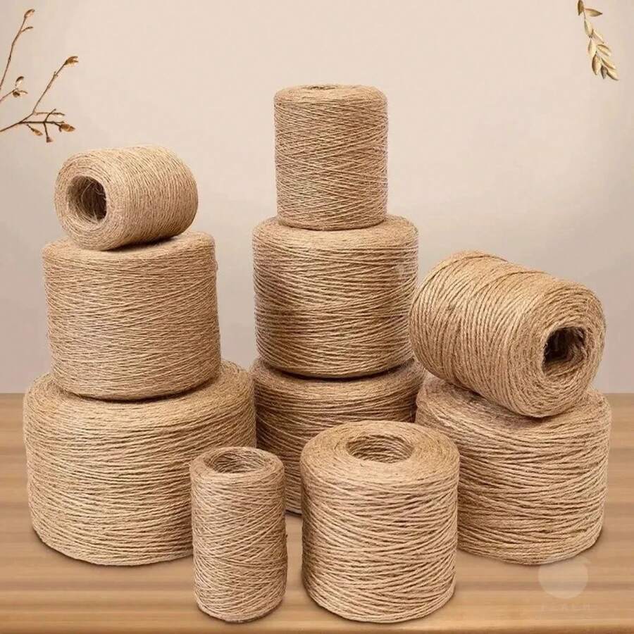 50/80/100M1- 2mm cuerda de yute Natural cinta para manualidades cordón de yute Vintage hilo de costura boda decoración del hogar - 100 metros - Ver 1