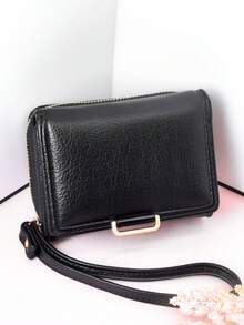 MINGYOU Short Tri-Fold Handbag Wallet PU Leather Women's Multifunctional Wallet With Zipper Large Capacity Coin Purse Card Holder Mini Wallet Small Wallet Card Wallet Coin Wallet For Women For Men Wallet Purse Wallet Wristlet Wallet - Black - View 5