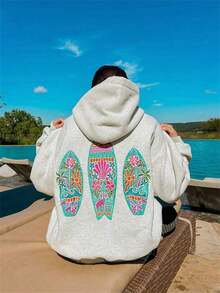 Hoodies For WomenHooded Sweatshirts For Women Men Y2k Long Sleeve Embroidery Graphic Oversized Hoodies Streetwear Tops For Teen Girls Casual Pullover Beach Sweatshirt Fall Winter Fit Preppy Aesthetic ClothesLoose And Comfortableed Hardy Clothes - Xám - Xem 11