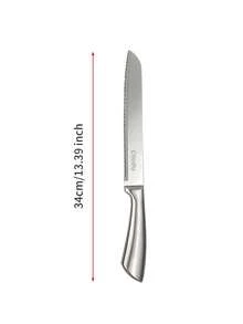 Cortador de pan de acero inoxidable con mango negro ergonómico - perfecto para tostadas, pasteles y pasteles - un esencial de cocina duradero - Plateado - Ver 4