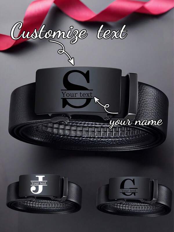 Cinturón personalizado con inicial para hombres - Letra/número personalizado, hebilla de aleación brillante, cinturón clásico formal y de uso diario - Regalo ideal de cumpleaños/Día del Padre para esposo, papá, novio - Accesorio de vestimenta formal y casual de negocios, diseño elegante, acabado de alta calidad