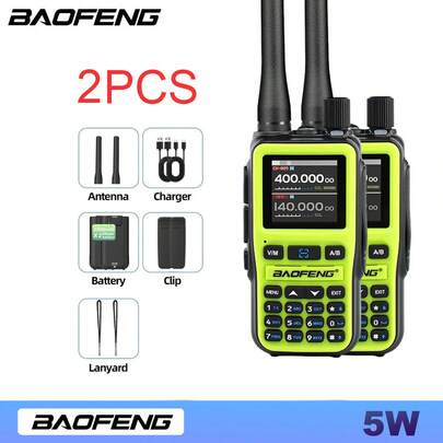 Baofeng 宝峰UV-5R迷你对讲机，支持蓝牙APP编程，多频段AM无线复制频率，双PTT按键，Type-C接口，业余无线电双向对讲机