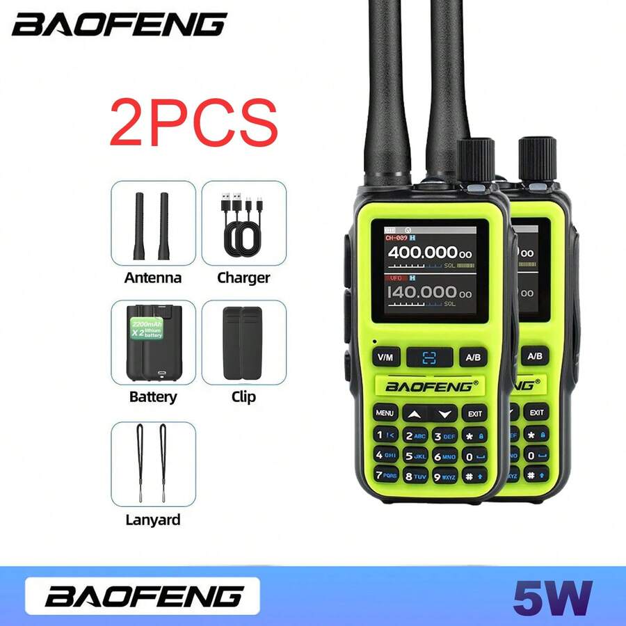 Baofeng UV-5R Mini Walkie Talkie con Bluetooth, programación de aplicaciones, multibanda, AM, copia inalámbrica de frecuencia, radio bidireccional de tipo C con doble PTT para radioaficionados - 5R Mini-Verde - Ver 1