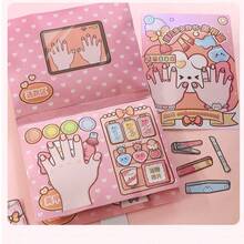 DIY Nail Salon Sticker Toy, Children's Handmade Craft Book, Quiet Cutting Book, Non-Finished Gift, Simulated Nail Salon Scene - Beige - View 4