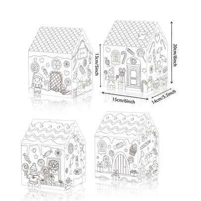 6pcs Christmas Doodle Gift Box, Gingerbread Man, Snowman, Lollipop Holiday Party DIY Decoration Box