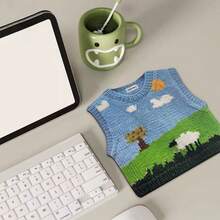 Cute Printed Sweater Design Mouse Pad, Rubber Material, Non-Slip, Portable, High Aesthetic For Office, Dorm, Student, Home Use - INS Style Desk Mat Desk Accessories Office Supplies Office Desk Accessories Mousepad Mouse Pad For Desk - Multicolor - View 10