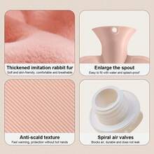 (Gray, Water Capacity 2000ml), PVC Water Injection Hot Water Bottle, Explosion-Proof Hand Warmer Hot Water Bottle, Hot Compress To Relieve Soreness And Dysmenorrhea, Warm Hands And Feet, Gifts For Elders, Women And Children - Multicolor - View 11