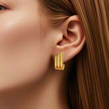 1 par de pendientes de acero inoxidable con forma de lágrima para mujeres, con colgante geométrico bañado en oro de 18k, incrustado con circonita brillante, de estilo bohemio, adecuado para uso diario, regalo de Navidad, regalo de cumpleaños