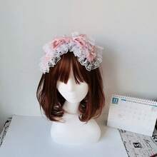 ​​Tea Party Confession Handmade Lace KC Lolita Big Bow Headband Lolita Daily Afternoon Tea Hair Accessory Best Friend Date Gift​​ - Màu xanh lam - Xem 3