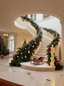 1/3pcs, 180cm/70.86in Artificial Christmas Wreath, Luxury Faux Pine Branches Wreath, Suitable For Home, Living Room, Indoor, Scenery, Holiday, Room, House, Office, Party, Christmas, Tabletop Home Decor, Christmas Room Decoration - Multicolor - View 5