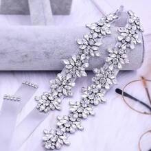 Rhinestone Bridal Belt Sashes for Women Dress Diamond Wedding Belts Sash Ribbon for Bridesmaid Prom Gowns - gris - Ver 5