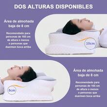 Almohada Cervical para Dormir, Almohada Ortopedica, Almohada Cervical de Espuma con Memoria 2en1, Almohadas de Soporte Contorneadas para Dormidores de Lado Blanco - blanco - Ver 5