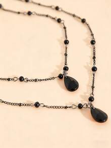 2 piezas Collar con colgante de gota de estilo gótico vintage punk con decoración de borla de metal, collar gargantilla de varias capas para mujer, adecuado para uso diario, fiesta de Halloween, regalo para amigos
