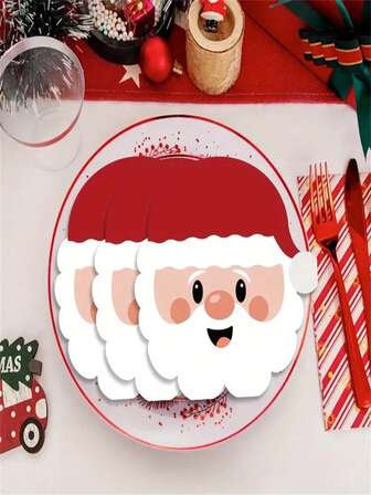24 件圣诞老人餐巾 - 圣诞主题纸质餐具，卡通圣诞老人设计，适合派对、下午茶、生日、甜点桌、酒吧、酒店、露营和野餐、节日餐饮装饰 | 可爱的餐具 | 餐巾，圣诞派对用品