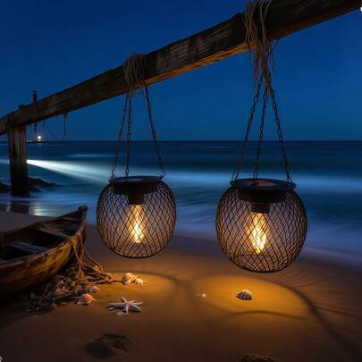 1pc/2pcs Solar Lantern, Hanging Solar Outdoor Light, Garden Decor Light, Garden Lighting, Suitable For Garden, Yard, Balcony, Patio, Pathway