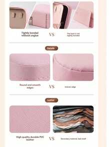 Este organizador de joyas de viaje portátil está hecho de material no plumoso duradero, con un diseño simple y exquisito en forma cuadrada, y compartimentos incorporados. Tiene las funciones de almacenamiento portátil, a prueba de polvo y organización de joyas, adecuado para guardar aretes, collares, anillos y otras joyas. - Color/estilo aleatorio - Ver 10