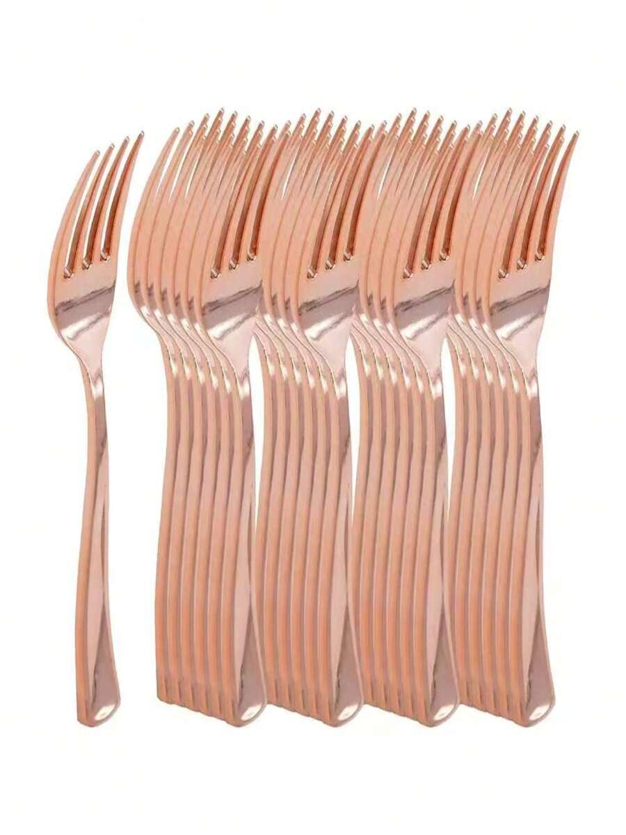 150/75/50/25pcs Rose Gold Cutlery Set, High-End Shiny, Suitable For Birthday Parties, Festivals And Other Occasions, Elevate The Party Atmosphere!