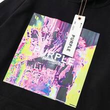 Men's Printed Hoodie High StreetEurope And AmericaStyle Loose Hole Casual Pants Set - màu đen - Xem 5