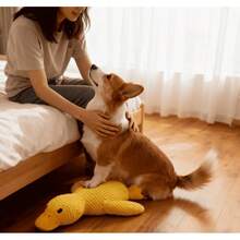 Durable Chew-Resistant Plush Duck Dog Toy - Squeaky Interactive Teething Toy For Puppies & Adult Dogs, Soft Stuffed Duck With Bright Yellow Design, Chew Proof Companion For Small/Medium/Large Breeds (Solo Play/Cuddling) - Yellow - View 6