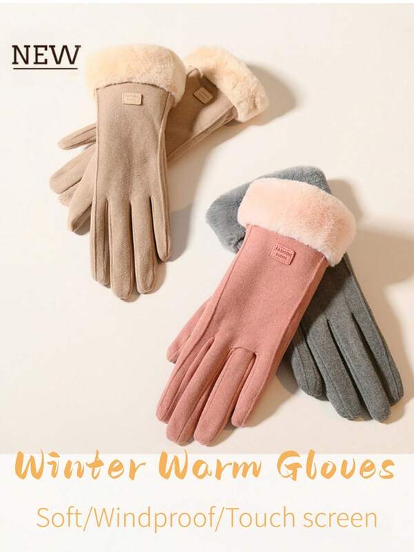 1 Pair Women's Solid Color Casual Polyester Fingerless Gloves, Suitable For Sports And Daily Wear, Autumn/Winter
