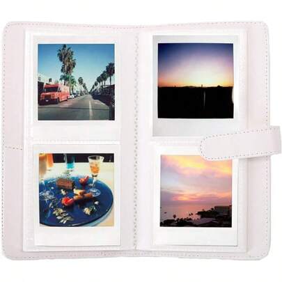 Mini Photo Album For Fujifilm  Square SQ6 80 Pockets Premium PU Leather Film Wallet For  Square SQ1 SQ10 SQ20 SQ6  Camera And SHARE SP3  PrinterWhite