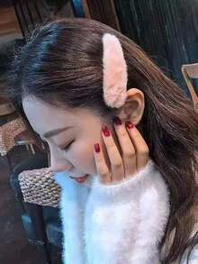 2pcs Party Holiday Santa Claus Cute Fluffy Decor Hair Clips - White - View 8