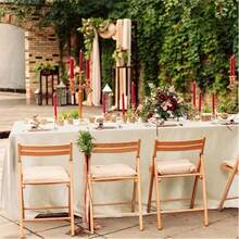 1pc High-End Party/Restaurant Solid Color Satin Tablecloth - Beige - View 8