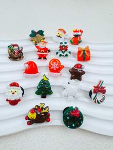 16 piezas de lindos adornos navideños para zapatos, aptos para zapatos y sandalias con suela de madera, diseño caprichoso y duradero, excelentes para regalos de fiesta y obsequios creativos para niñas