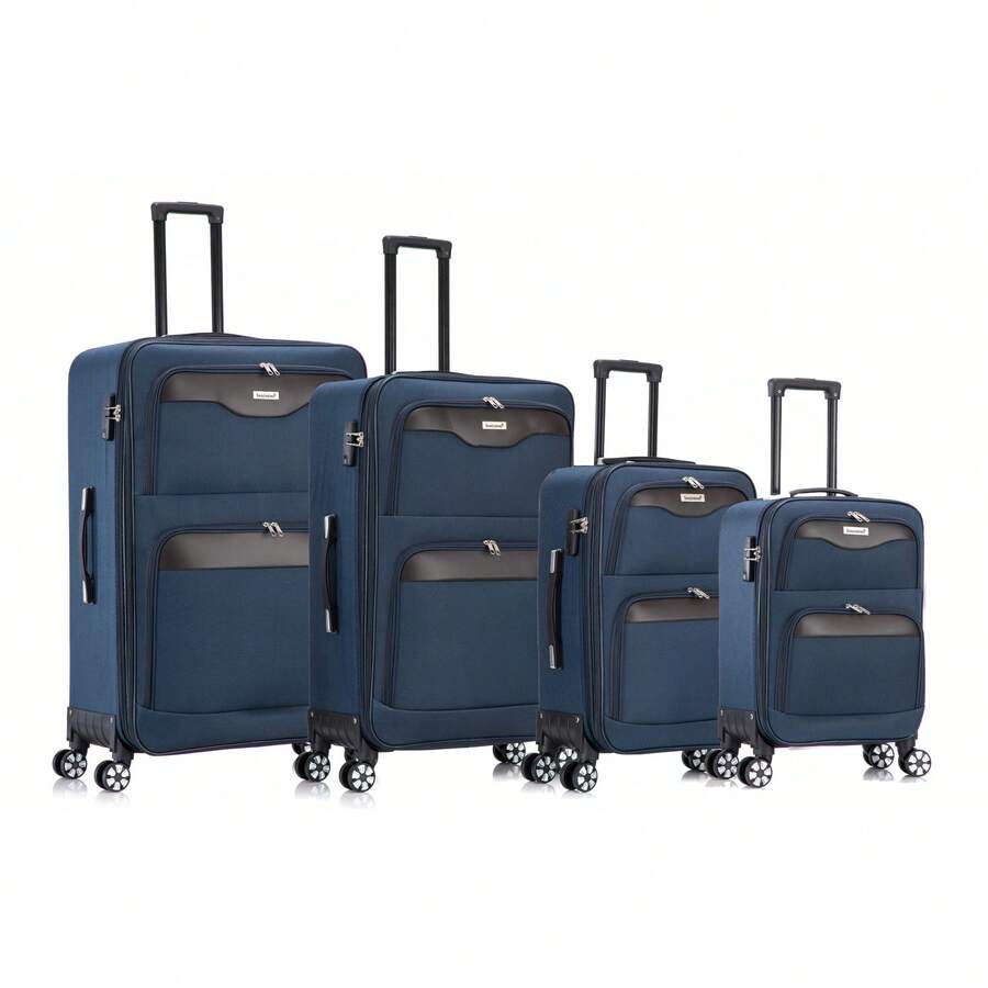 Sanzheng Luggage Set 4 Piece Lightweight Expandable Softside Suitcases With Spinner Wheels, Travel Set With Normal Lock (20" 26" 28" 32") - Royal Blue - View 1