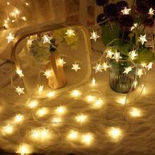Guirlande lumineuse à étoiles LED, guirlande scintillante aux étoiles blanches, lumières de fée romantiques pour décoration de chambre, mariage, fête, Noël - blanc chaud - Voir 10