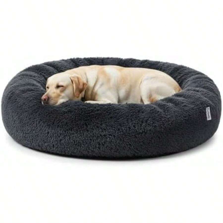 Furbedz Cama para Perro Mediano, diseño antiestrés, Cama Lavable con Funda extraíble intercambeable, Felpa ultrasuave, Forro Interno, Soporte ortopédico Memory Foam, Base Impermeable(Grande (100 cm) Gris Oxford) - Tipo 6 - Ver 1