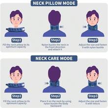 - Almohada inflable para el cuello, almohada de viaje para aviones, viajes, oficina y coche, alivio del cuello de apoyo para la barbilla, esencial de viaje en avin azul - Azul + 4,7 x 24,6 pulgadas - Ver 9