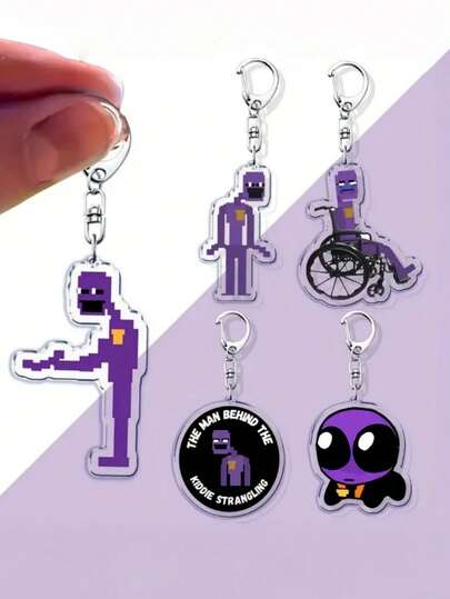 1 chaveiro acrílico pixel William Afton, pingente de bolsa com expressão do homem roxo, acessórios de mochila para fãs, melhor presente