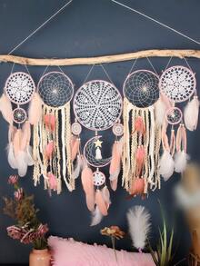 5pcs Handmade Dream Catcher With Feathers Wall Hanging Set - Multifunctional Home And Sofa Decor Crafts, Fashionable Home Wind Chime Dream Catcher Ornaments For Home, Wedding, Room Decor (Feathers Are Artificial) - Five-piece Set - View 4