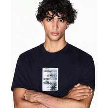 Armani Exchange Men's Heavy Jersey Center Chest Grid Box T-Shirt | - DEEP NAVY - View 5