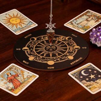 Set de 2 placas de madera con espíritu y astrología, placa decorativa de fase lunar espiritual adecuada para principiantes y practicantes avanzados de espiritualidad, utilizada para la toma de decisiones intuitivas y la meditación espiritual - una herramienta para entusiastas del misterio de todos los niveles