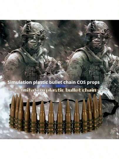 New Realistic Machine Gun Bullet Chain, Pirate Prop Plastic Bullets, Costume Prop For Role Play, Performance Prop, Stage Performance Cosplay Party, Cheering Prop Bullet Chain, Birthday Gift, Christmas Gift, Perfect Gift, Toy