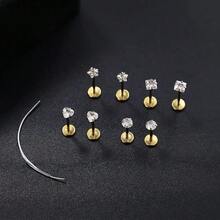 COTATI 20G Flat Back Earrings Stud Threadless Tragus Cartilage Lip Medusa Piercing Jewelry Hypoallergenic{"Color_name":"Gold"} - 金子 - 查看 8