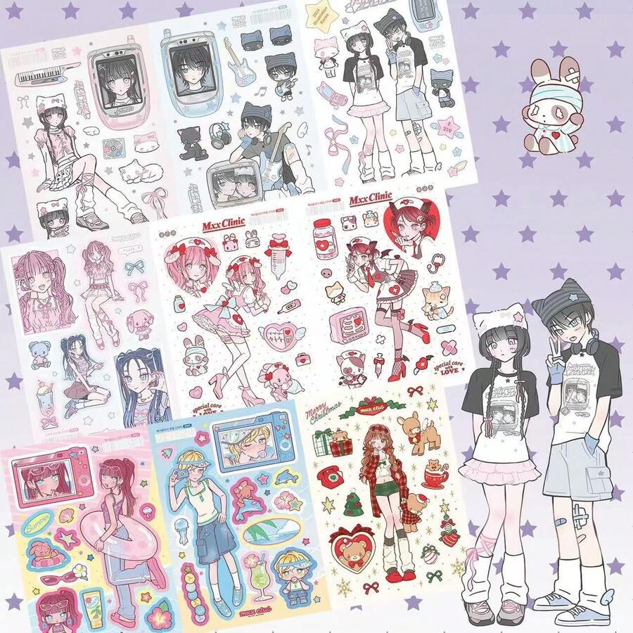 ملصقات شخصيات الفتاة الكورية الحلوة-الرائعة لعام 2025 بمقاس 14.5*10 سم، ملصقات فتاة كورية جميلة بتصميم أنيق على طراز إنستغرام، ملصقات مصنوعة يدويًا للدفاتر وال- DIY، ملصقات زخرفية إبداعية مصنوعة من مادة البي في سي، متوفرة بستة أنماط. هذه التصاميم مناسبة للاستخدام كملصقات على الثلاجة والدفاتر والمفكرات