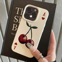 1 pieza Funda de teléfono con patrón de cereza roja vintage de material TPU compatible con iPhone 17 Pro Max/17/16 Pro Max/15/13/12/11, S20 FE/A15/S24/A55, Redmi Note 11/Note 12/Note 13 Pro, cobertura completa, protección suave anti-caídas