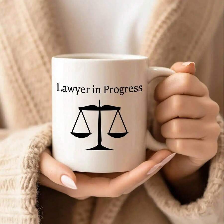 1pc Lawyer In Progress Ceramic Coffee Mug - 11oz Large, Heavy-Duty Tea Cup With Handle - Ideal Appreciation Gift For Law Students, Teachers, Paralegals, Prosecutors, Attorneys, Coworkers - Perfect For Christmas, Xmas, Birthdays, Graduations - 1pc - View 1