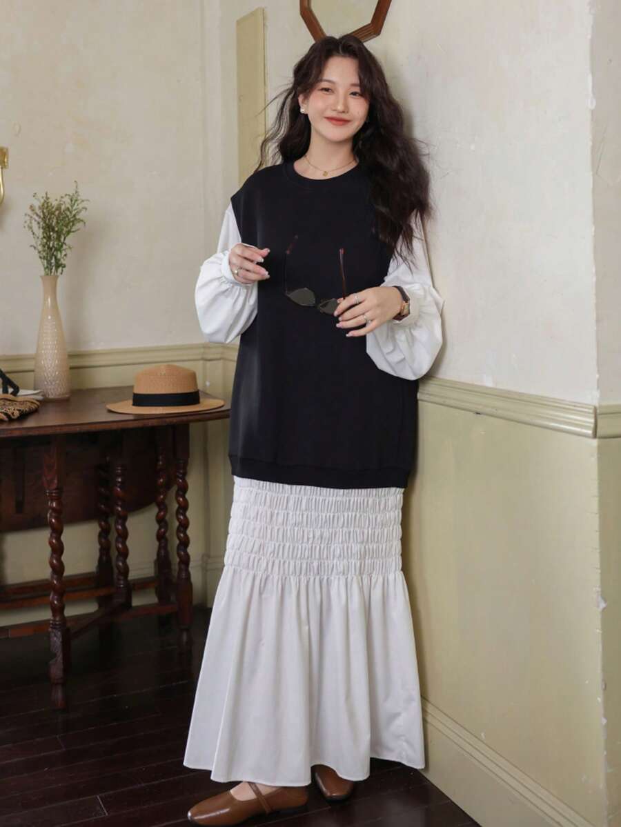 Plus Size Dresses - Black and White - View 1