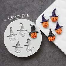 1 pieza Molde de silicona con diseño de calabaza y fantasma de Halloween, herramienta para decorar pasteles con fondant, molde de silicona para caramelos, magdalenas, chocolate, accesorios de cocina para hornear - Gris Claro - Ver 2