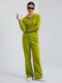 Women Two-Piece Outfits - Olive Green 1 - View 3