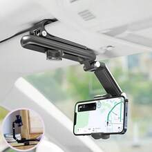 360° Rotatable Car Phone Holders, Car Driving Photography, Car Navigation, Universal Retractable Foldable Car Sun Visor Clip-On Mobile Phone Stand, Suitable For All Phones, Automotive Accessories,  Brackets & Clamps, Perfect Gift, Travel Essentials - màu đen - Xem 2