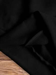 100% Poliéster 260g Sudadera con Capucha para Hombre Hey Cloth JPH-9 - Impresión Divertida "Hey Boo", Verde Brillante, Ajuste Holgado, Lavable a Máquina, Sudadera Casual, Sudadera Linda, Ropa de Descanso Casual, Diseño de Fuente Grande - Negro - Ver 5