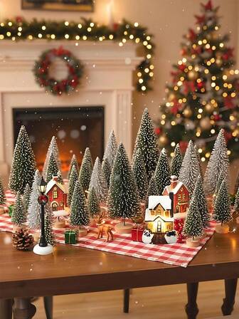 12/24 st mini-julgransset, blandade storlekar och färger, heminredning, högtidsdekorationer, vinterdekorationer för julbord, julklappar, bröllopsdekorationer, utomhusdekorationer för trädgårdsfester, högtidsdekorationer, heminredning, fotorekvisita, tårtdekorationer, thanksgiving-festdekorationer