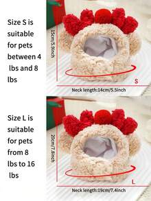 2pcs/Set Christmas Pet Hat & Bib Set, Cat Clothes & Dog Bibs For Winter, Fits 8-15 Lbs Pets