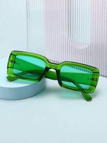 A Piar Vintage Chunky Orange Rectangular Glasses  Street Style  Weekend Getaways  Perfect Mother's Day Gift - C8 黃框茶 - 查看 3